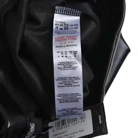 NWT PrettyLittleThing Tall Black  Faux Leather High Waisted Leggings Size 4 Tall - Picture 10 of 10